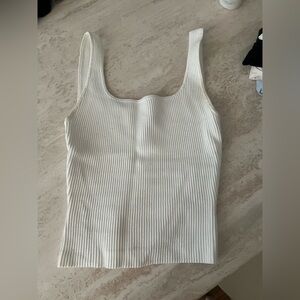 Babaton Ivory Ribbed Knit Top